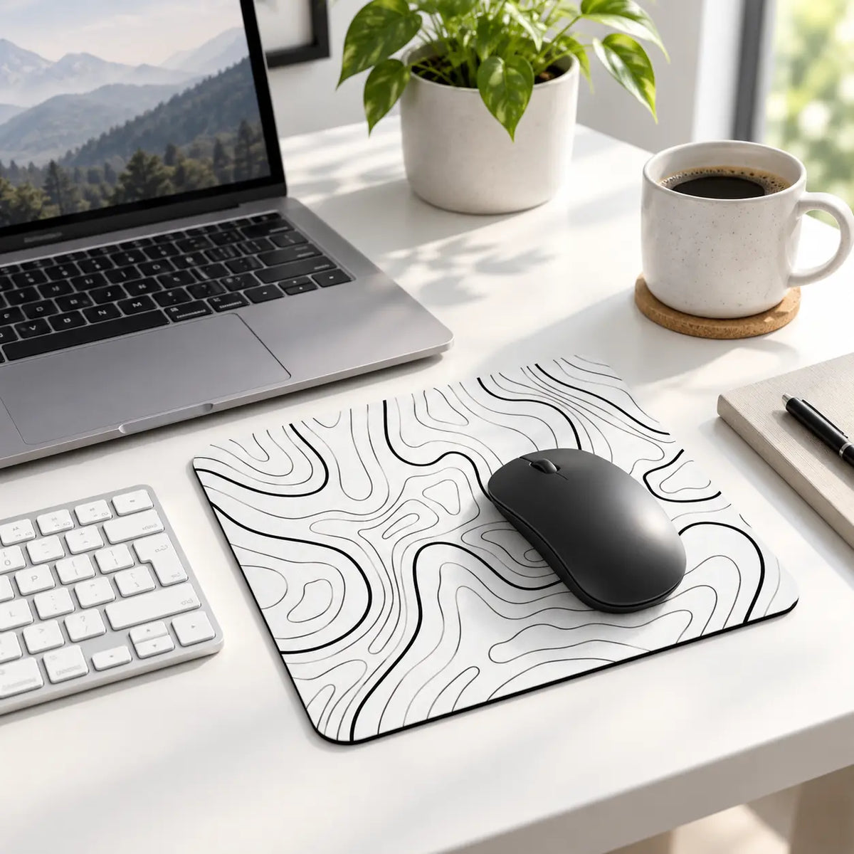 Abstract Topographic Square Mouse Pad,9.84 x 11.81 in,Smooth Fabric Surface with Non-Slip Rubber Base,Desk Mat for Office,Home & Gaming