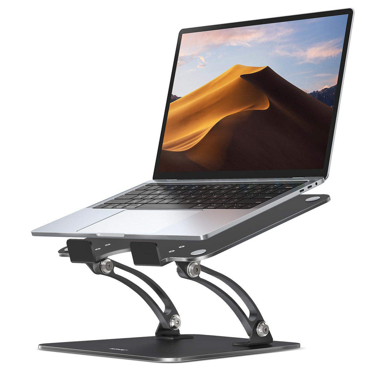Nulaxy Ergonomic Adjustable Laptop Stand for Desk, Dual Foldable Computer Riser with Advanced Heat-Vent, Heavy-Duty Portable Notebook Holder for Posture Correction, Compatible with Mac 10-16" Laptops