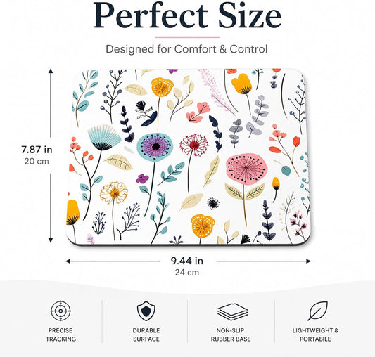 3 Pcs Vintage Flower Mouse pad,7.87×9.45 in Washable Square Desk Pad,Anti-Slip Rubber Base,Cute Floral Laptop Mat for Home Office Use