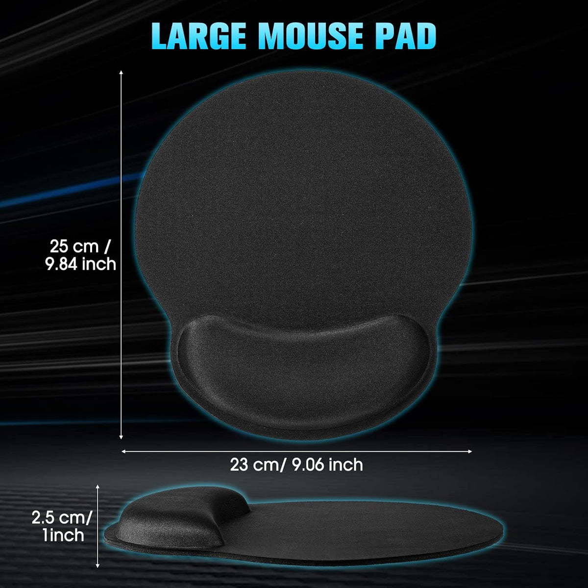 Yunsailing 8 Pack Ergonomic Mouse Pad with Wrist Rest Gel Foam,Black