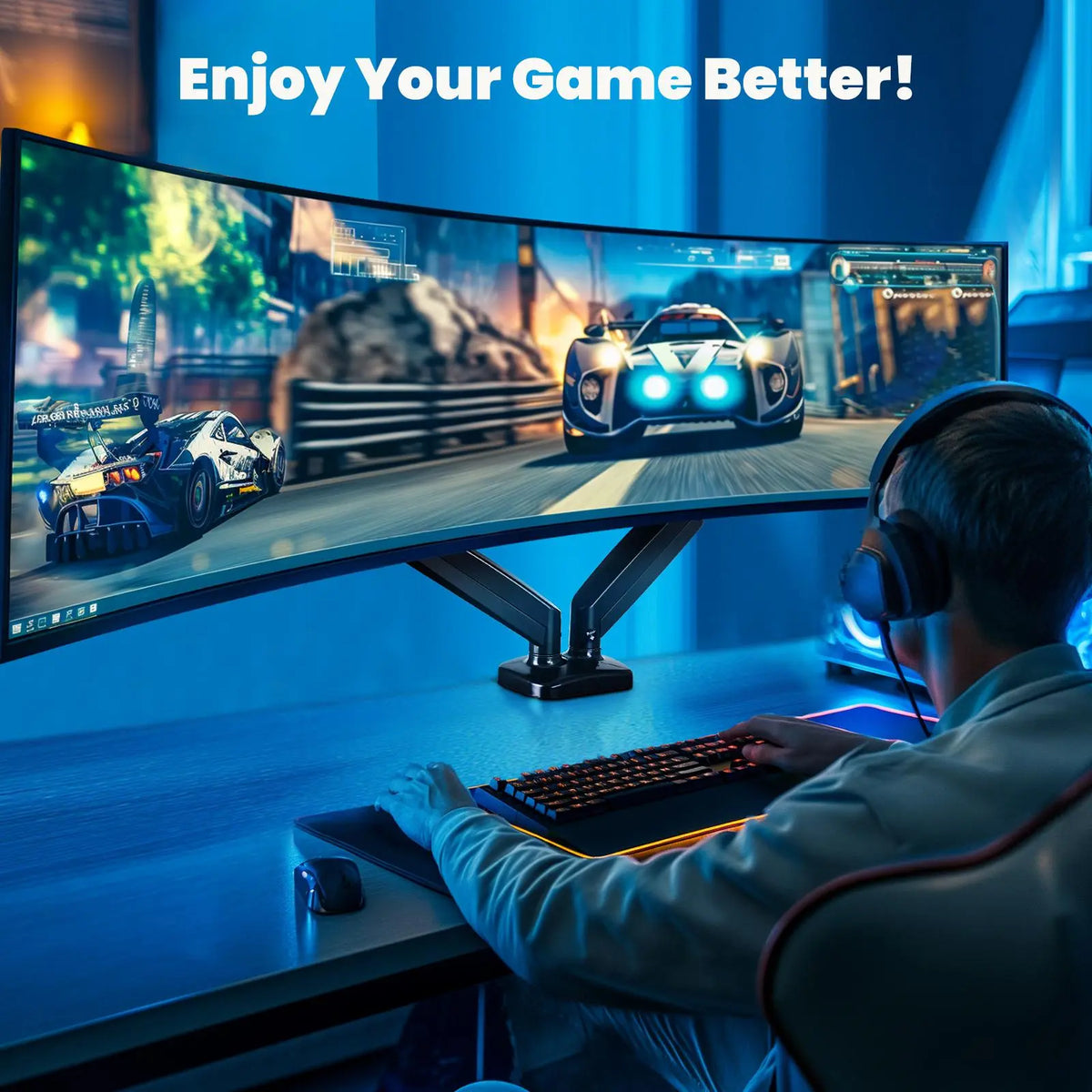 Sweetcrispy Modern Metal Monitor Arms Desk Mount - Adjustable for 13-32 in Monitors, Supports Up to 17.6lbs, Heavy-Duty Gas Spring Screen Mount with Grommet Clamp Base, VESA 75/100 Compatible