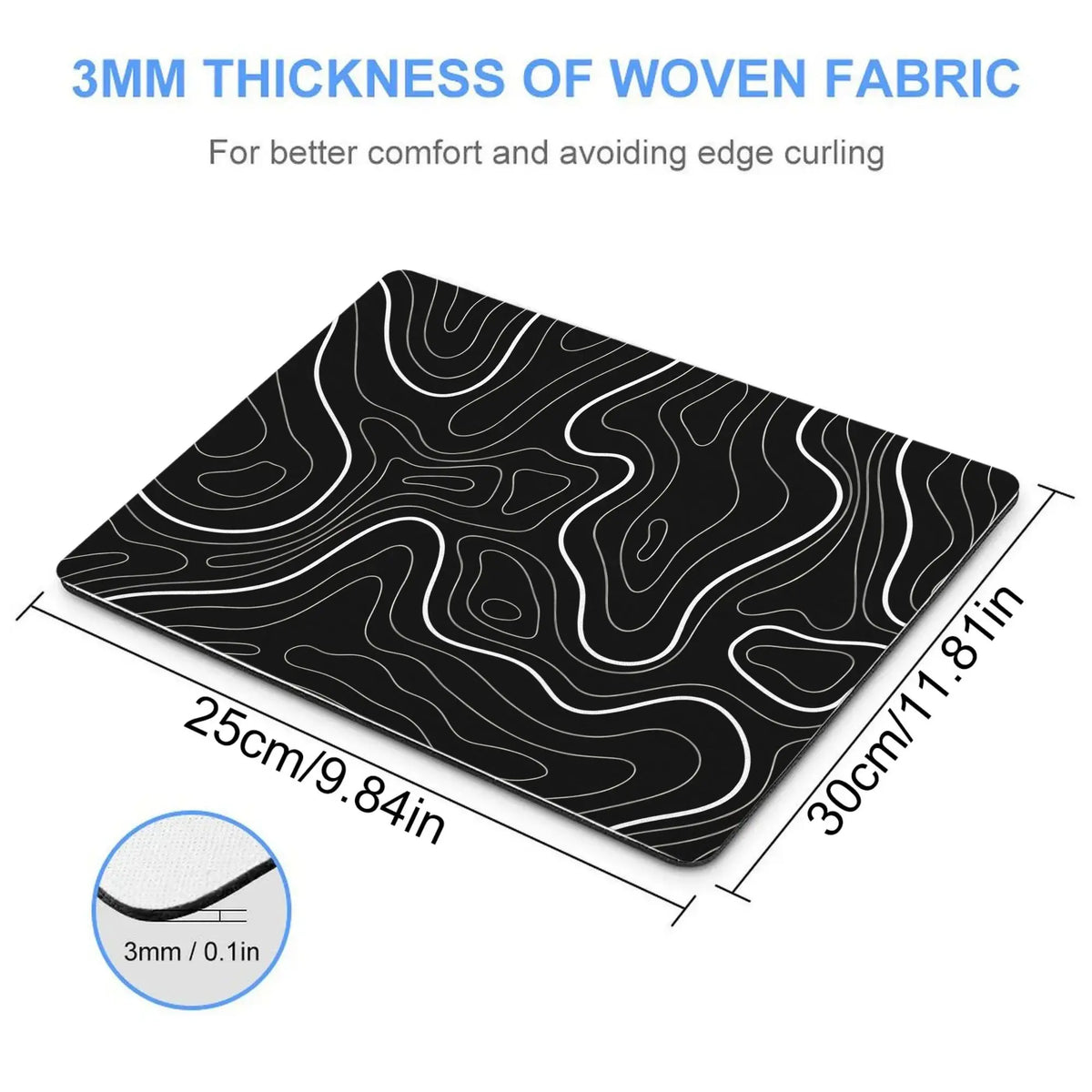 Abstract Topographic Square Mouse Pad,9.84 x 11.81 in,Smooth Fabric Surface with Non-Slip Rubber Base,Desk Mat for Office,Home & Gaming