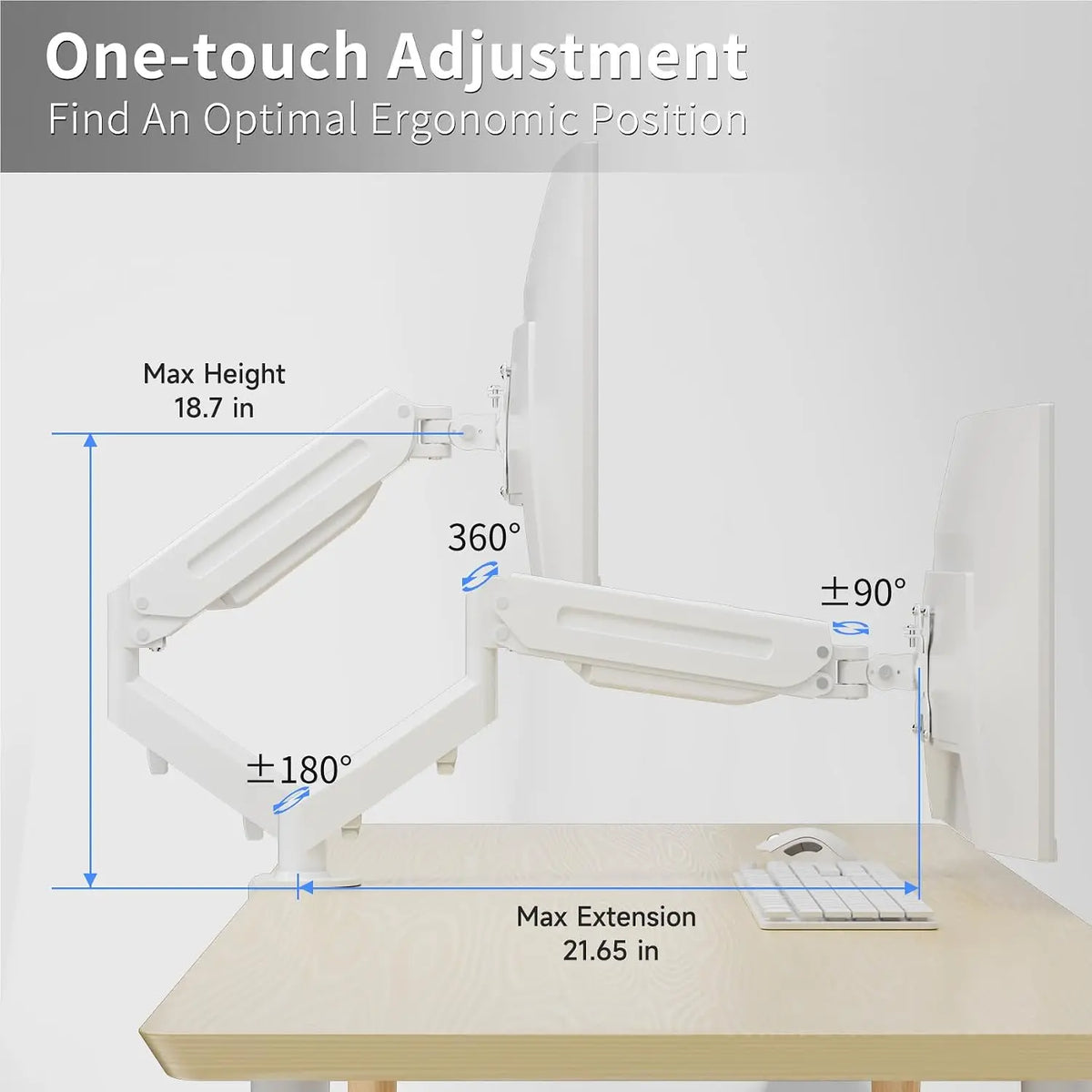 Monitor Mount Gas Spring Monitor Arm Desk Mount Fully Adjustable Fits 17 20 22 23 24 26 27 32 35 inch Monitors Weight Capacity up to 24.25 lbs