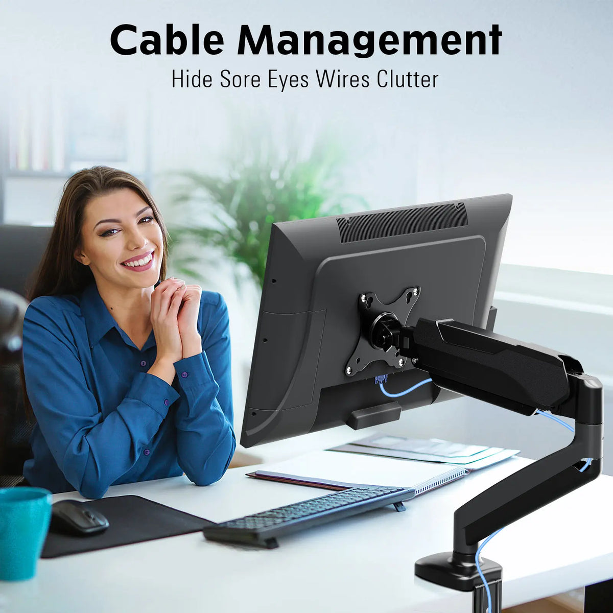 Gas Spring Adjustable Single Monitor Desk Mount for 13"-32" Screens | Upgrade Your Desk