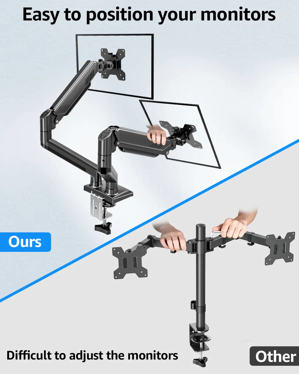 Adjustable Arms Metal Modern Monitor Stand with Laptop Tray, Universal for 13"-32" Single/Dual Screens, Desk Setup Upgrade Accessory for Computers & Office Equipment