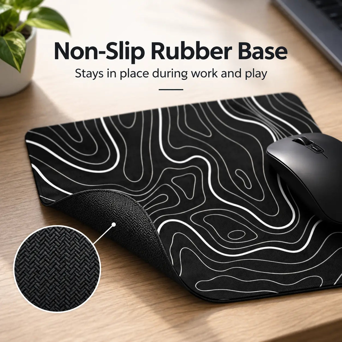 Abstract Topographic Square Mouse Pad,9.84 x 11.81 in,Smooth Fabric Surface with Non-Slip Rubber Base,Desk Mat for Office,Home & Gaming