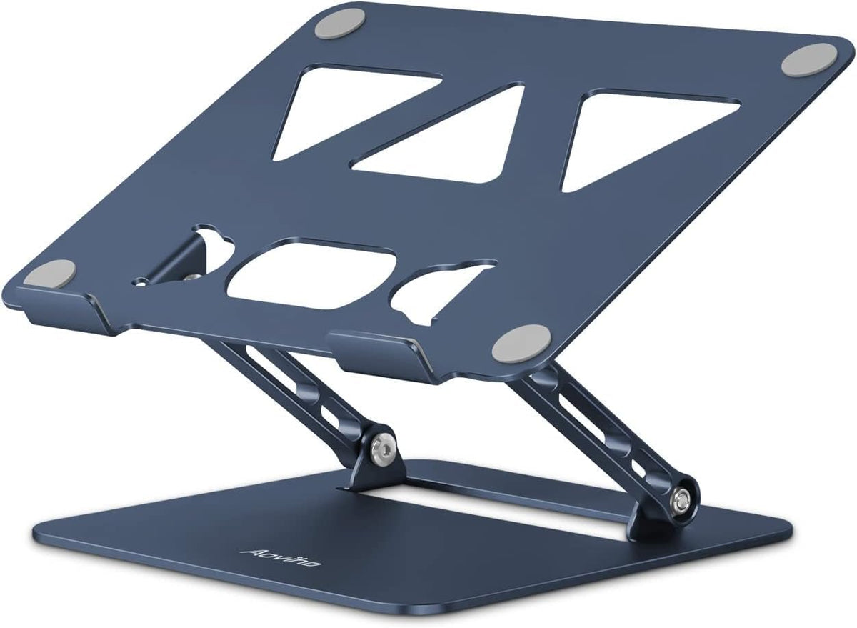 Aoviho Adjustable Laptop Stand for Desk,Portable Laptop Stand Holder and Riser,Foldable Aluminum Notebook Computer Stands for MacBook Air Pro HP Lenovo Dell Samsung Chromebook, 10-15.6 inch, Silver