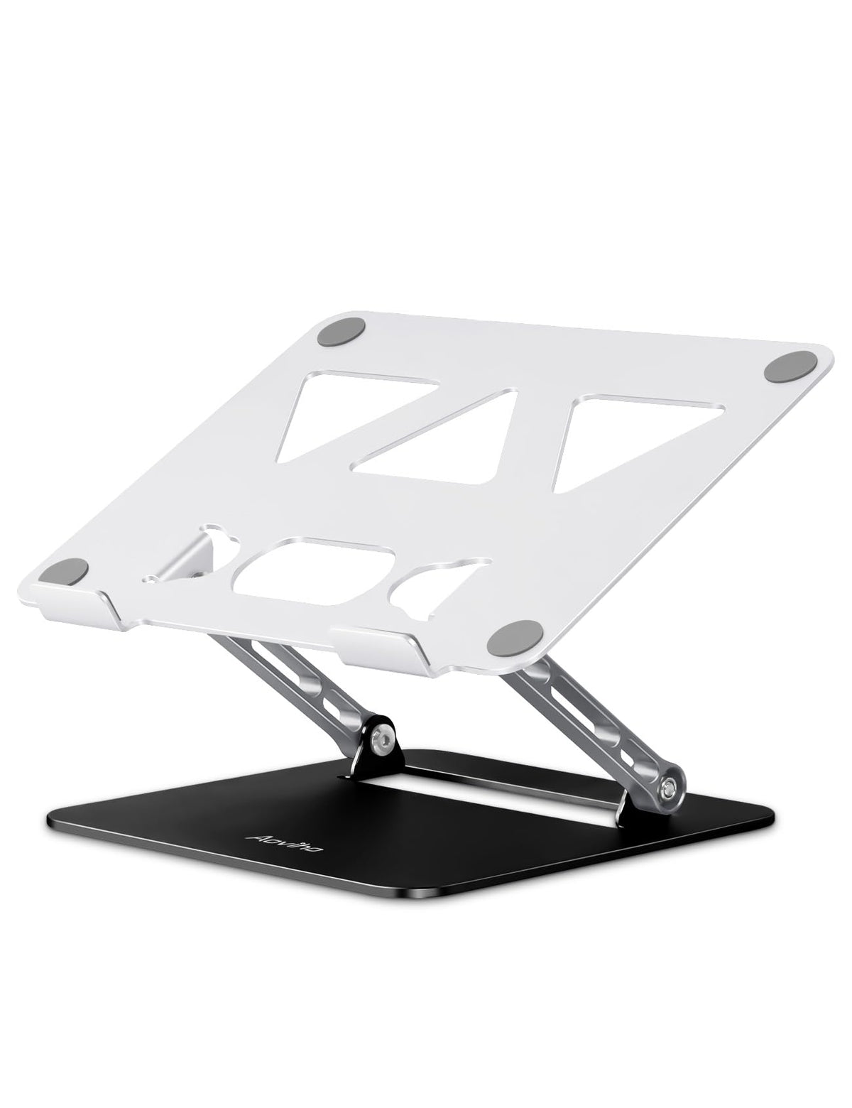 Aoviho Adjustable Laptop Stand for Desk,Portable Laptop Stand Holder and Riser,Foldable Aluminum Notebook Computer Stands for MacBook Air Pro HP Lenovo Dell Samsung Chromebook, 10-15.6 inch, Silver