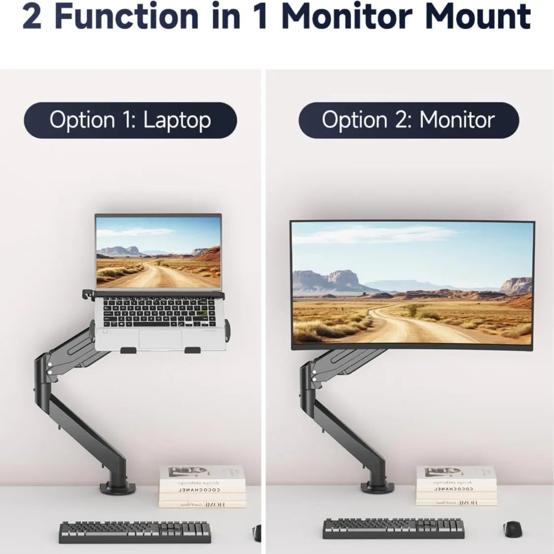 SUPTEK Compact Alloy Steel Single Arm Monitor Mount for Small Home Office Desk - Adjustable for 13-32 Inch Monitors, Clamp-Mounted for Cleaner, More Comfortable Workspace, Great Gift Idea