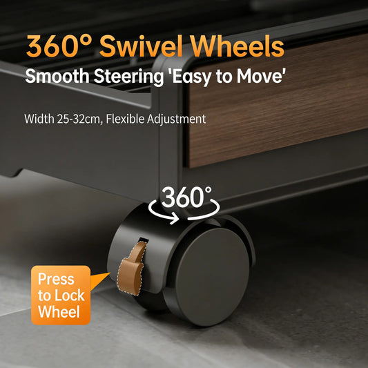 Black Adjustable Wood-Grain Plastic PC Tower Stand with Wheels-Lock, Width Adjust, Easy Move & Cleaning, Fits Most Computer Cases, PC Accessories, Desk Gadgets, Computer Stand for Desk