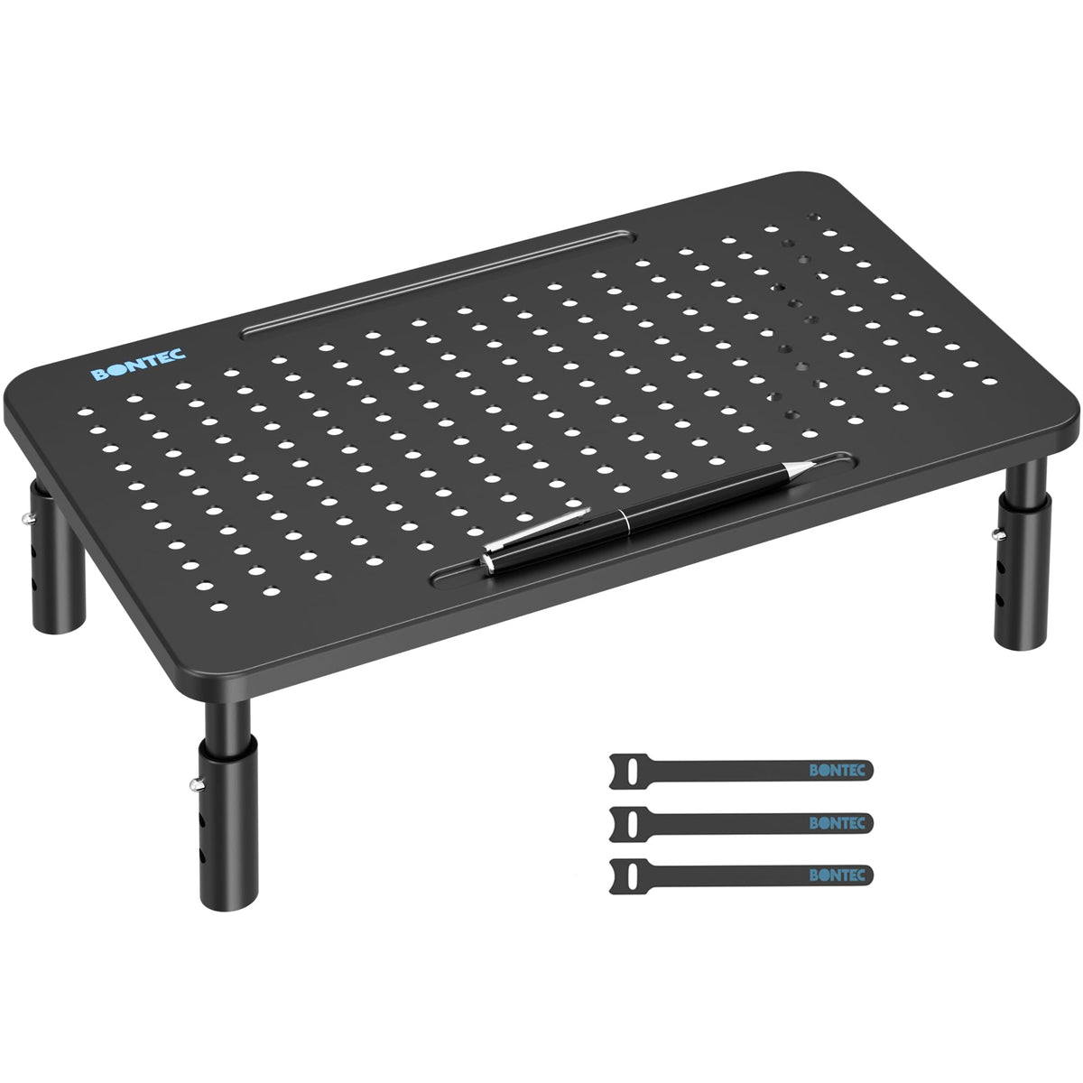 BONTEC 2 Pack Adjustable Monitor Stand Riser with Drawer, Supports 44lbs