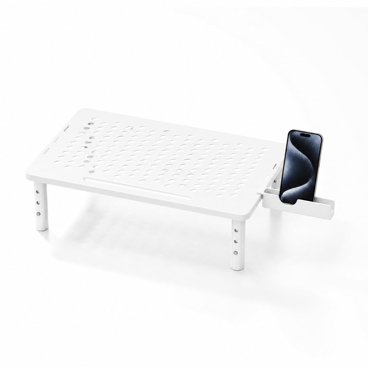 Computer Monitor Stand Riser for Desk, 3 Height Adjustable PC Laptop TV Desktop Monitor Stand Shelf, Metal Printer Table with Phone Holder, Stand Riser for Desk, Office Desk Organizers and Accessories, 2 Pack