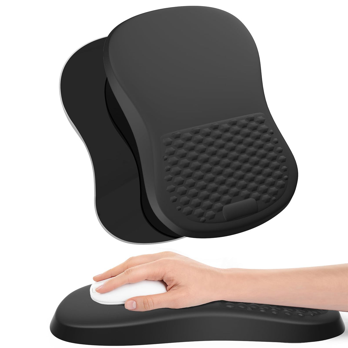 eulps Mouse Pad with Wrist Rest, Comfortable Computer Mousepad with Gel Wrist Support Smooth Surface and Non-Slip PU Base for Pain Relief, Laptop, Office & Home (Cyan Pink Marble)