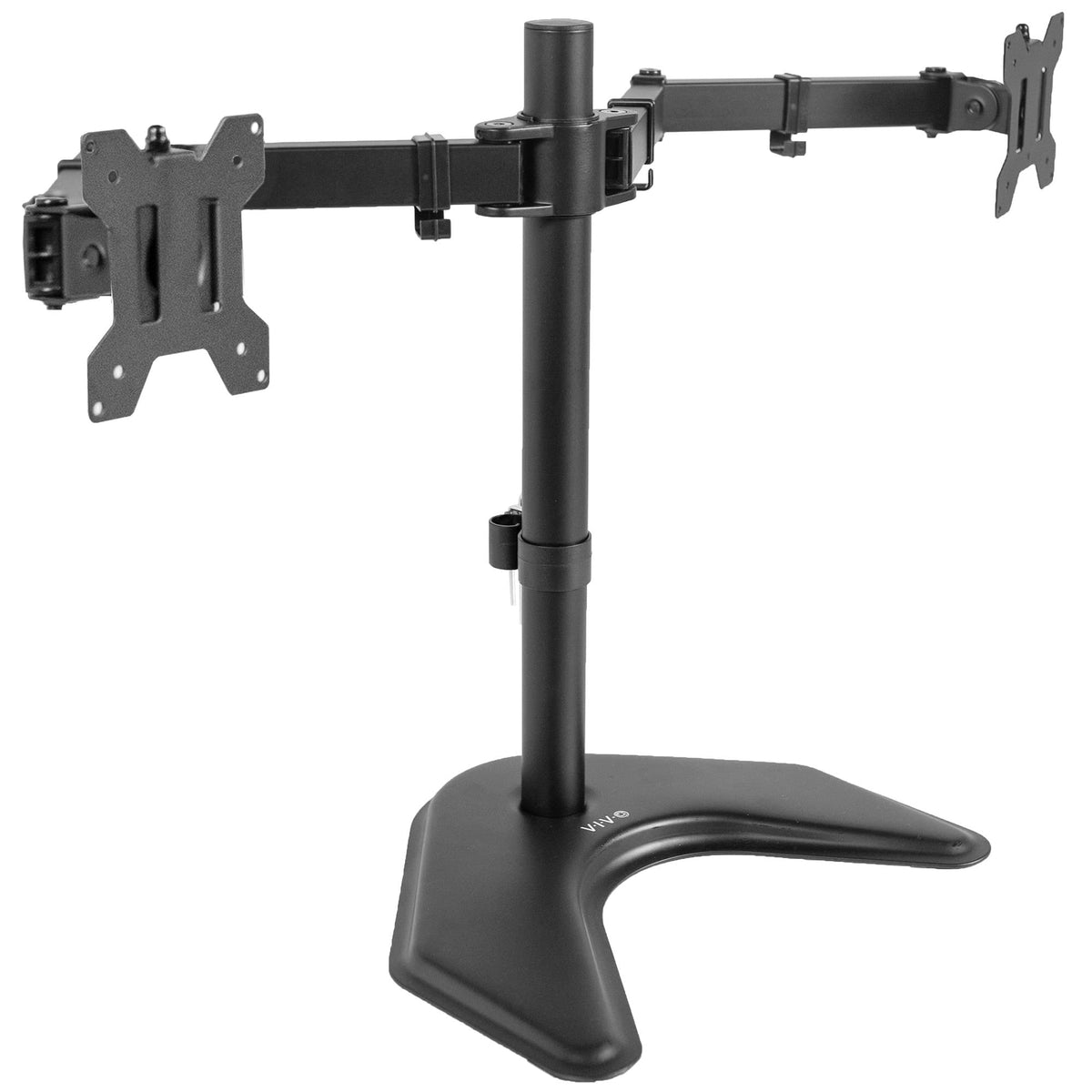 VIVO STAND-V002F Dual LED LCD Monitor Free-Standing Desk Stand for 2 Screens up to 27 Inch Heavy-Duty Fully Adjustable Arms with Max VESA 100x100mm