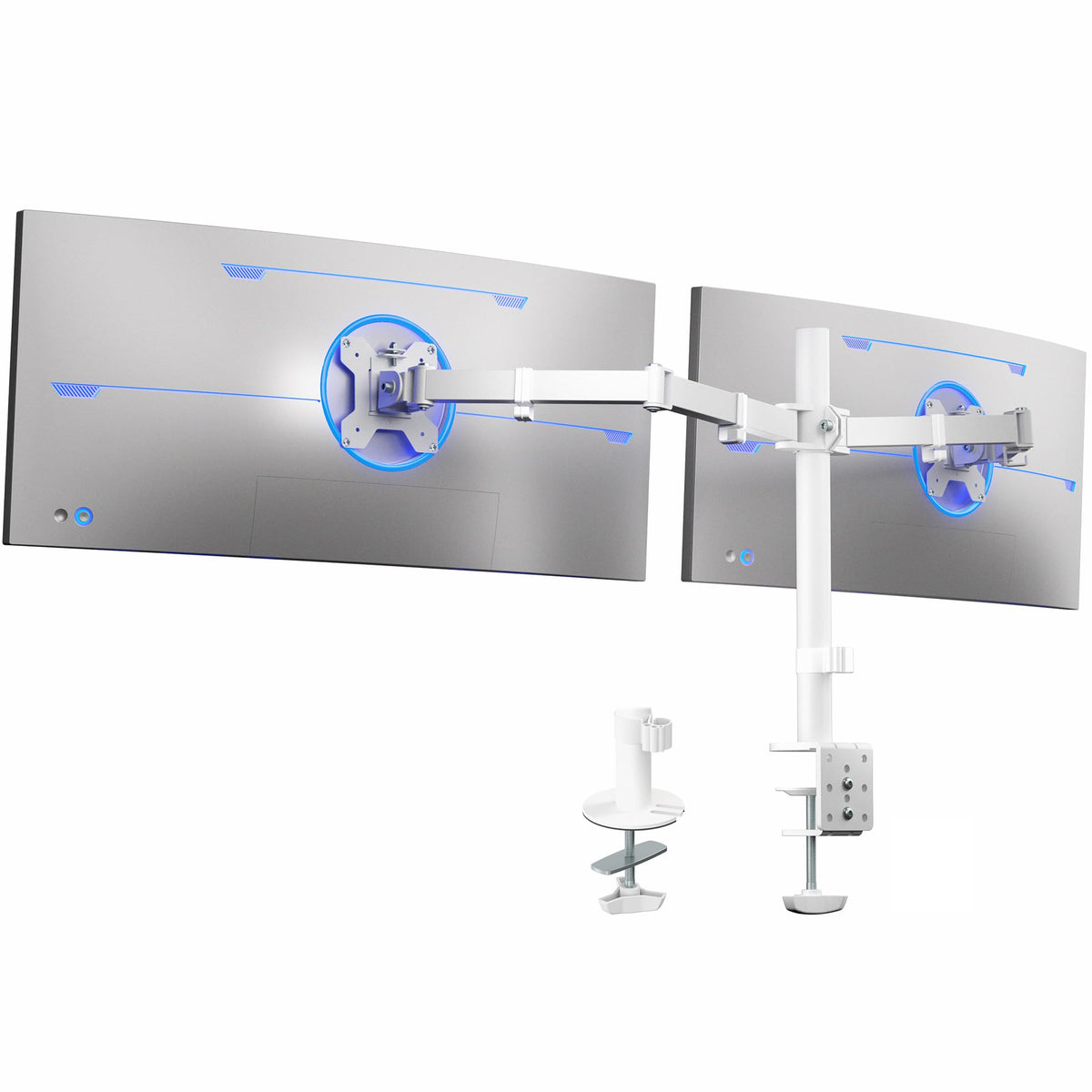 VIVO Dual Monitor Desk Mount, Holds 2 Computer Screens up to 30 inches and 22lbs Each, Heavy Duty Fully Adjustable Steel Stand with C-Clamp and Grommet, Black, STAND-V002