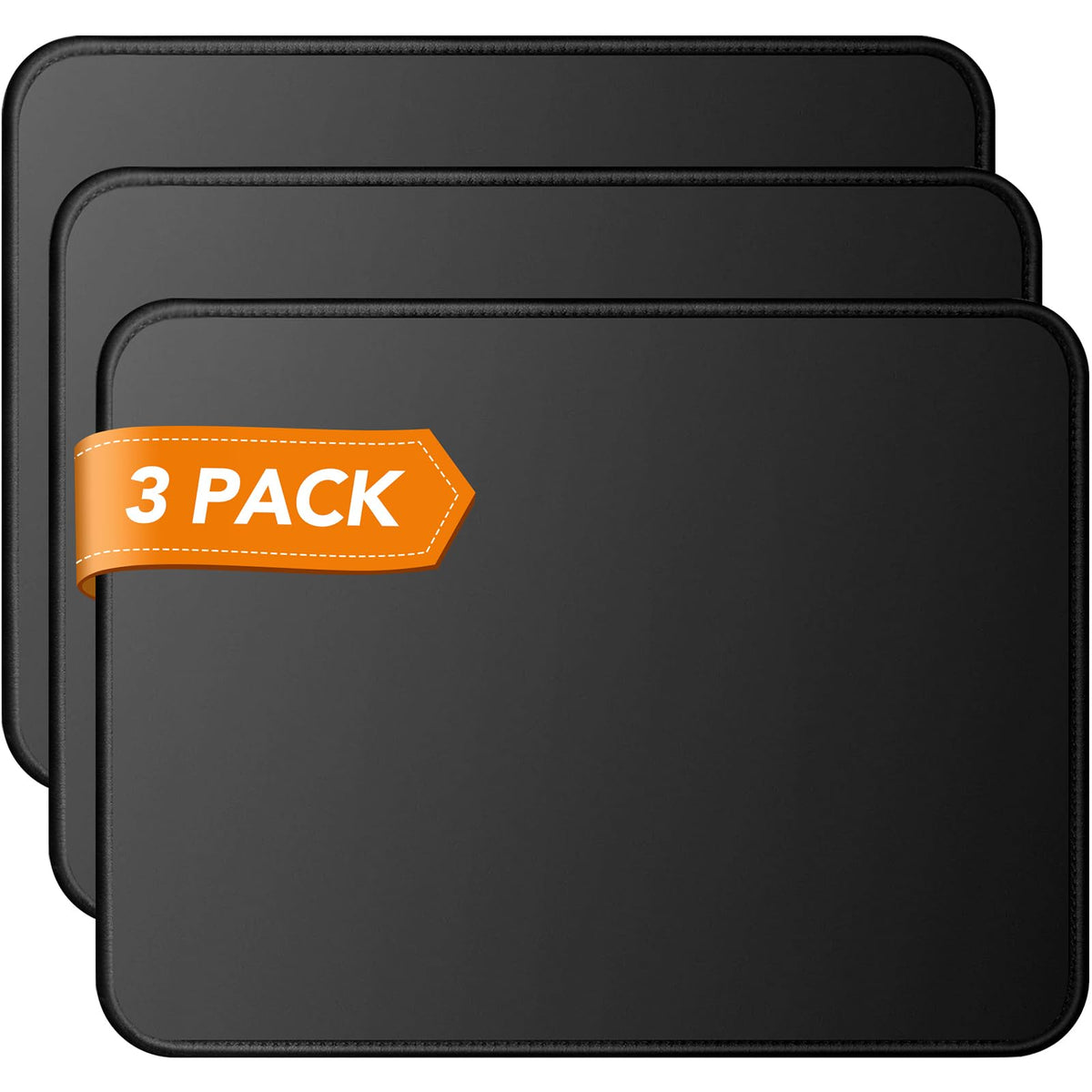 Mouse Pad Bundle Stitched Edges Premium Waterproof Gaming Mouse Mat Pad, Extends Battery Life Non-Slip Rubber Base Thick Black Mousepad for Laptop Computer & PC, 11 x 8.7 inch, Black-Pack of 6