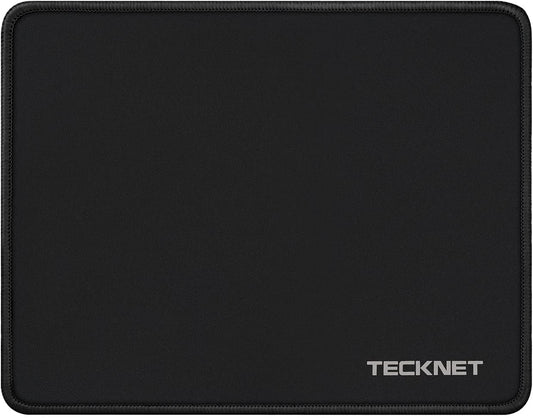 TECKNET Mouse Pad with Durable Anti-fray Stitching, Black Small Mousepad