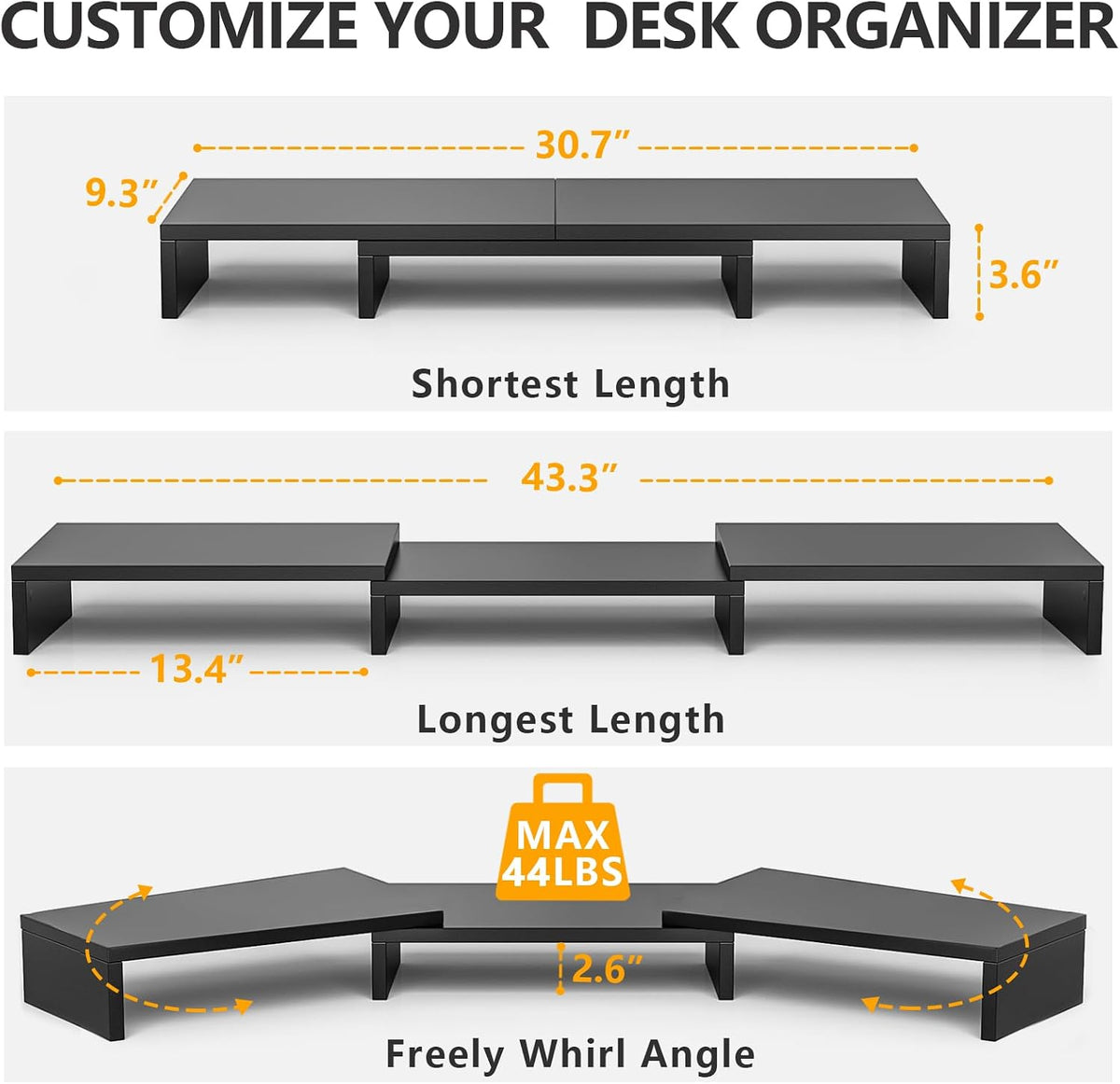TAVR Monitor Stand Riser, Office Desktop Organizer Stand for 2 Monitors