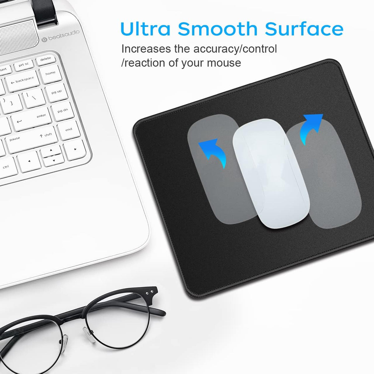 3 Pack Standard Mouse Pad with Stitched Edges, 10.3 x 8.3 in Black