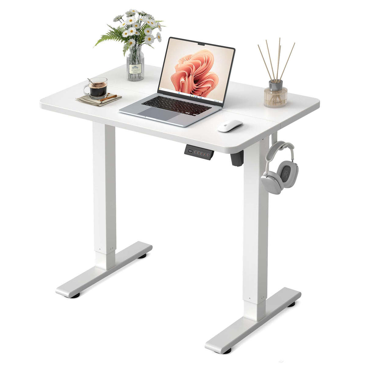 FEZIBO Standing Desk 48 × 24 Inch Electric Height Adjustable, Maple