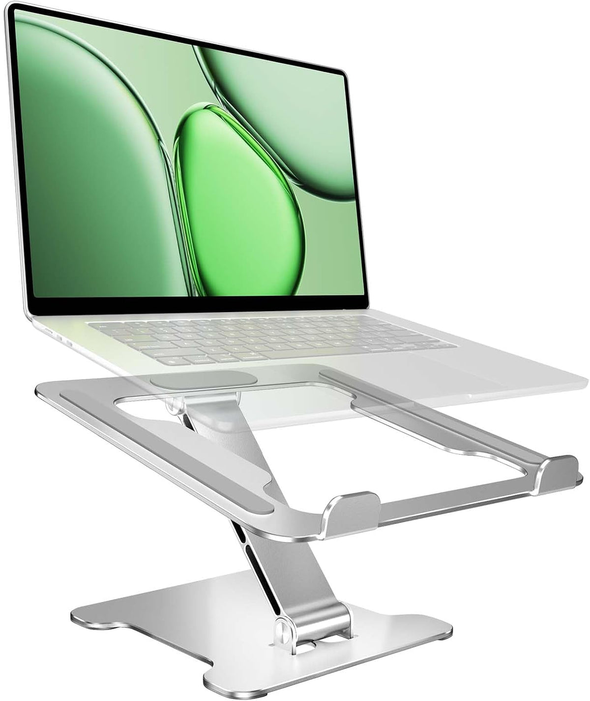 LRLKFX Laptop Stand Portable Foldable Aluminum Laptop Riser Height Adjustable Ergonomic Holder for Desk Compatible with MacBook Air Pro, Dell, HP, Lenovo & More 10-15.6" - Silver