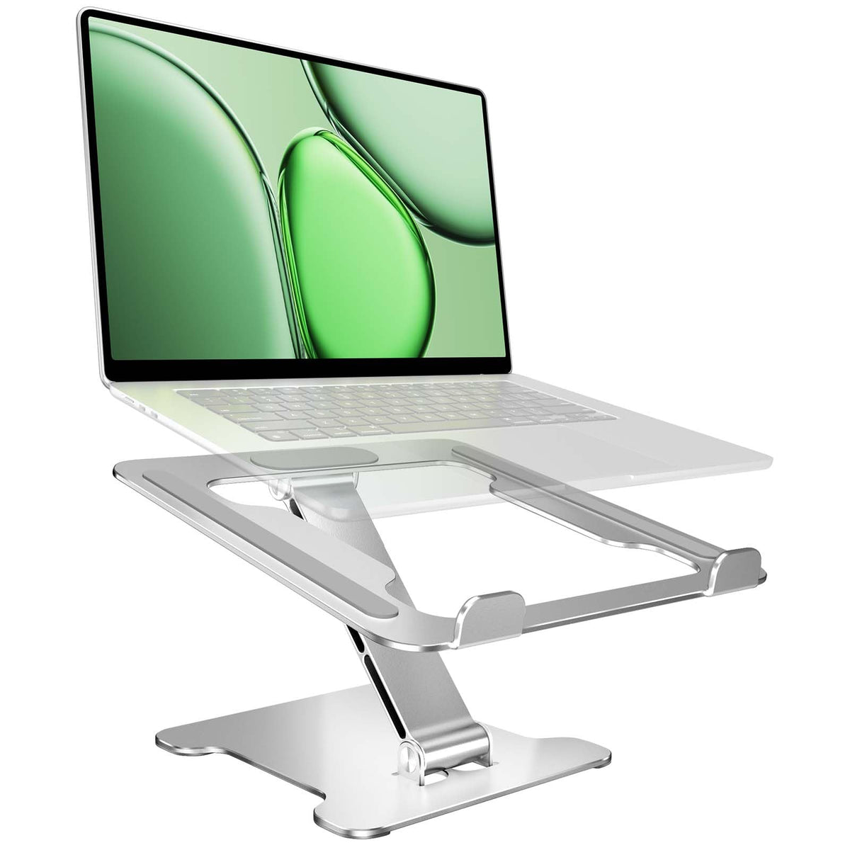 LRLKFX Laptop Stand Portable Foldable Aluminum Laptop Riser Height Adjustable Ergonomic Holder for Desk Compatible with MacBook Air Pro, Dell, HP, Lenovo & More 10-15.6" - Silver