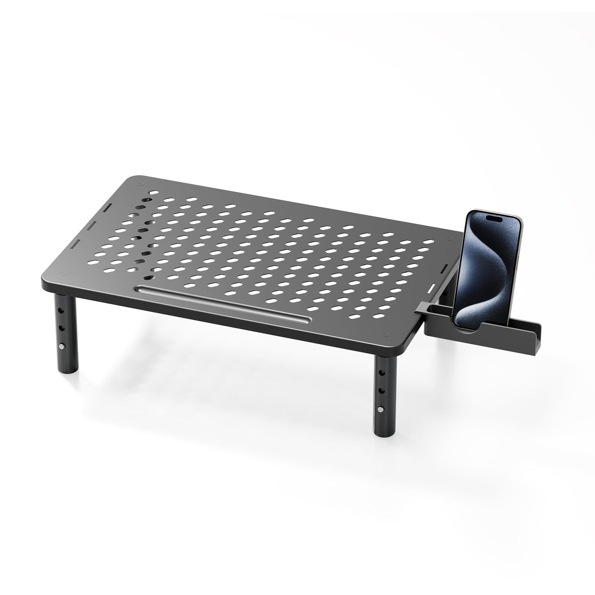 Computer Monitor Stand Riser for Desk, 3 Height Adjustable PC Laptop TV Desktop Monitor Stand Shelf, Metal Printer Table with Phone Holder, Stand Riser for Desk, Office Desk Organizers and Accessories, 2 Pack
