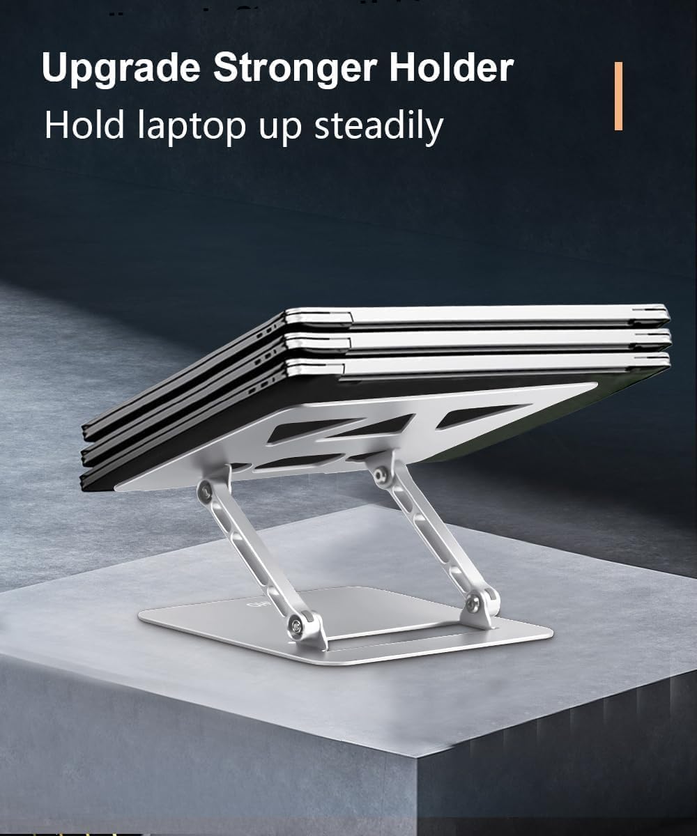 Aoviho Adjustable Laptop Stand for Desk,Portable Laptop Stand Holder and Riser,Foldable Aluminum Notebook Computer Stands for MacBook Air Pro HP Lenovo Dell Samsung Chromebook, 10-15.6 inch, Silver