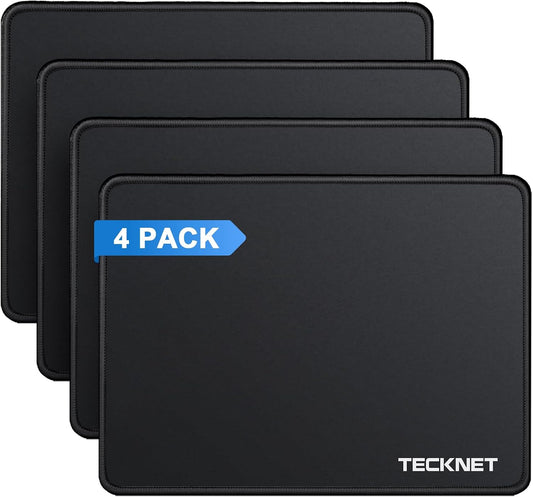 TECKNET 4 Pack Mouse Pad with Durable Anti-fray Stitching, Small Mousepad