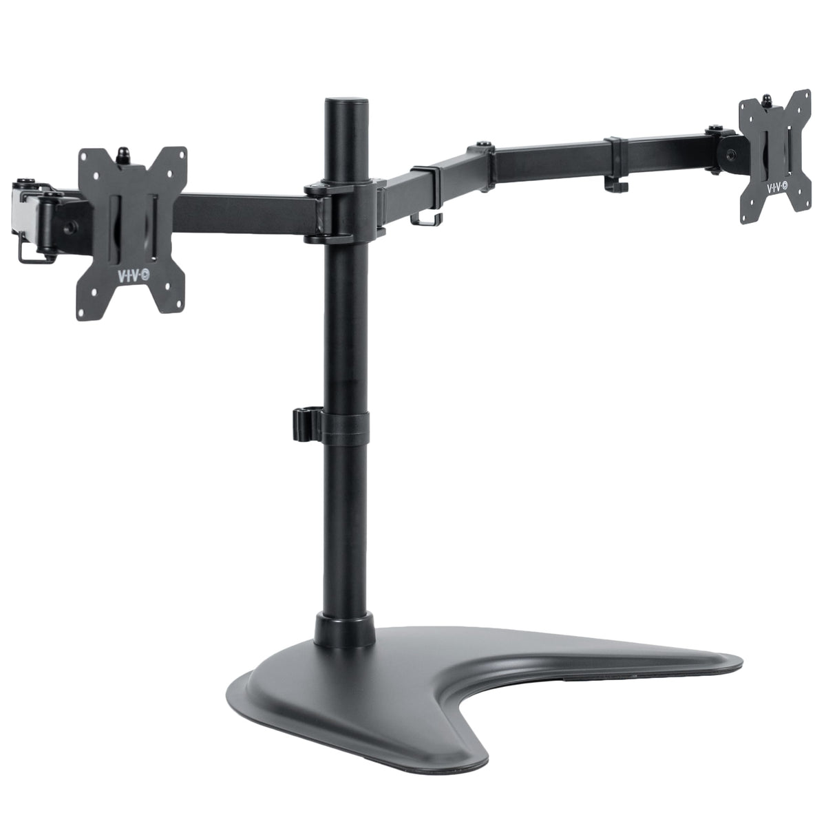 VIVO STAND-V002F Dual LED LCD Monitor Free-Standing Desk Stand for 2 Screens up to 27 Inch Heavy-Duty Fully Adjustable Arms with Max VESA 100x100mm