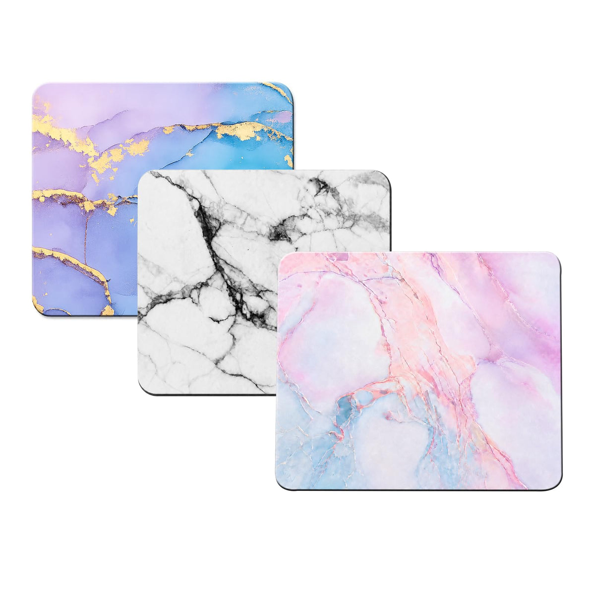 3 Pcs Vintage Flower Mouse pad,7.87×9.45 in Washable Square Desk Pad,Anti-Slip Rubber Base,Cute Floral Laptop Mat for Home Office Use