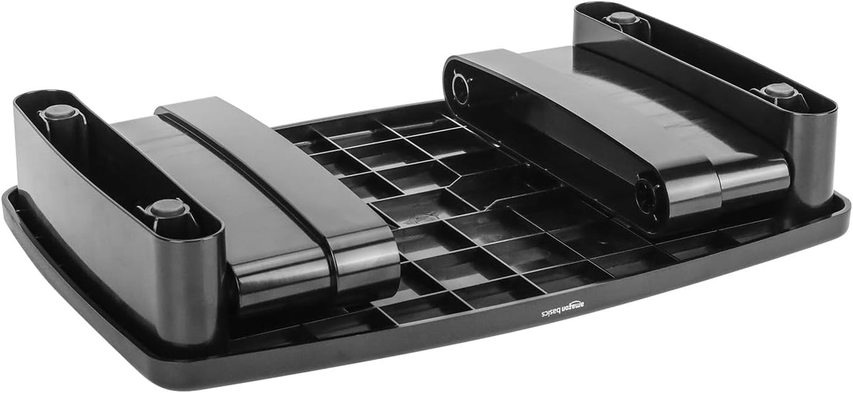 Amazon Basics Height Adjustable Monitor Stand Riser with Storage Organizer, 3-Level Stackable Design, Durable ABS Plastic, Supports up to 22lbs, for Monitors & Laptops, Black