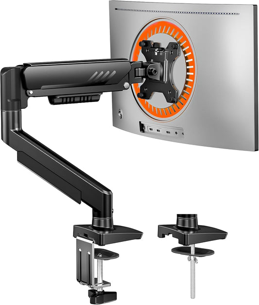 ErGear Single Monitor Arm, Fully Adjustable Monitor Mount for 13–34 Inch Screens, Fast Install Computer Monitor Stand with Tool-Free VESA Mount, Cable Management, Holds 19.8 lbs