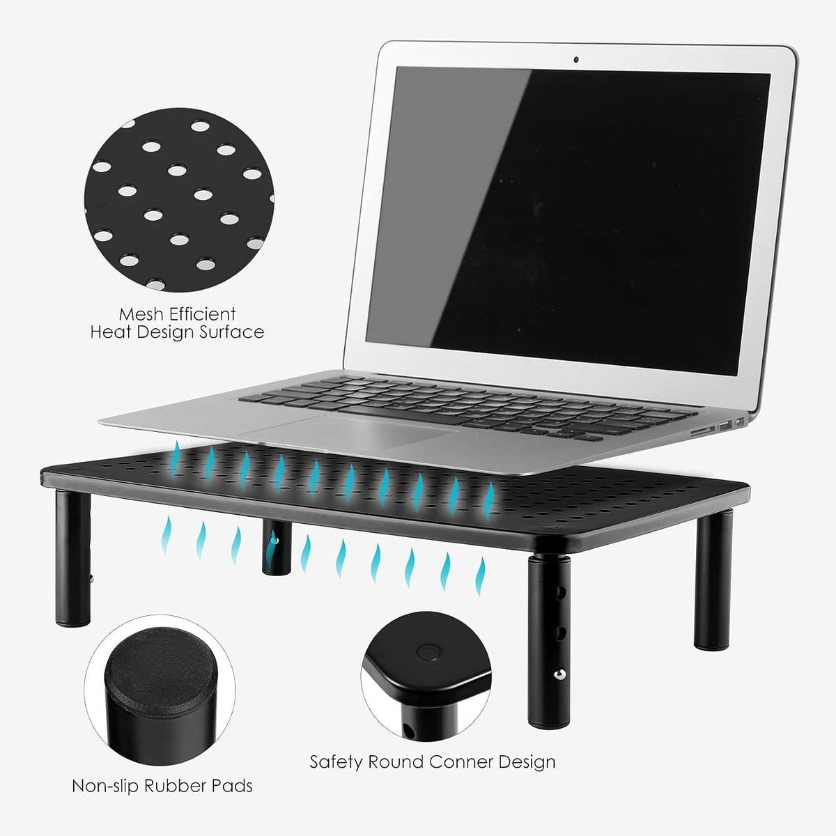LOTEYIKE 2 Pack Monitor Riser Desktop Stand 3 Height Adjustable
