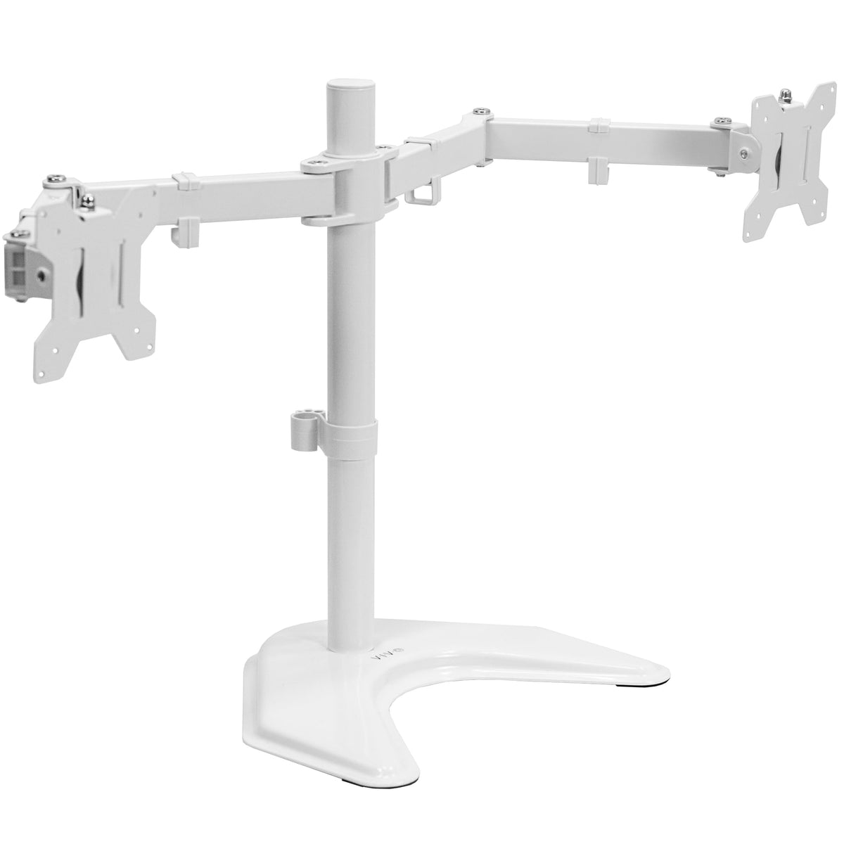 VIVO STAND-V002F Dual LED LCD Monitor Free-Standing Desk Stand for 2 Screens up to 27 Inch Heavy-Duty Fully Adjustable Arms with Max VESA 100x100mm