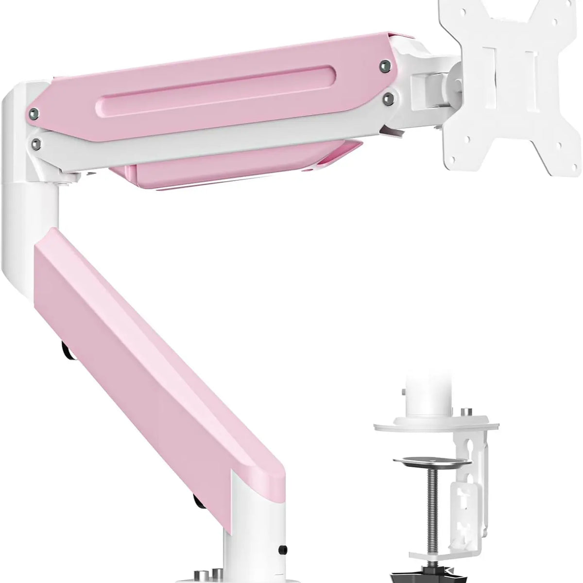 SUPTEK Single Gas Spring Monitor Arm, Modern Computer Desk Mount with 18.7" Max Height, Swivel & C-Clamp, Heavy Duty Holder for 17-35 in Screens Up to 22 lbs, Assembly Required, Improving Posture for Professional Workstations, Monitor Arms