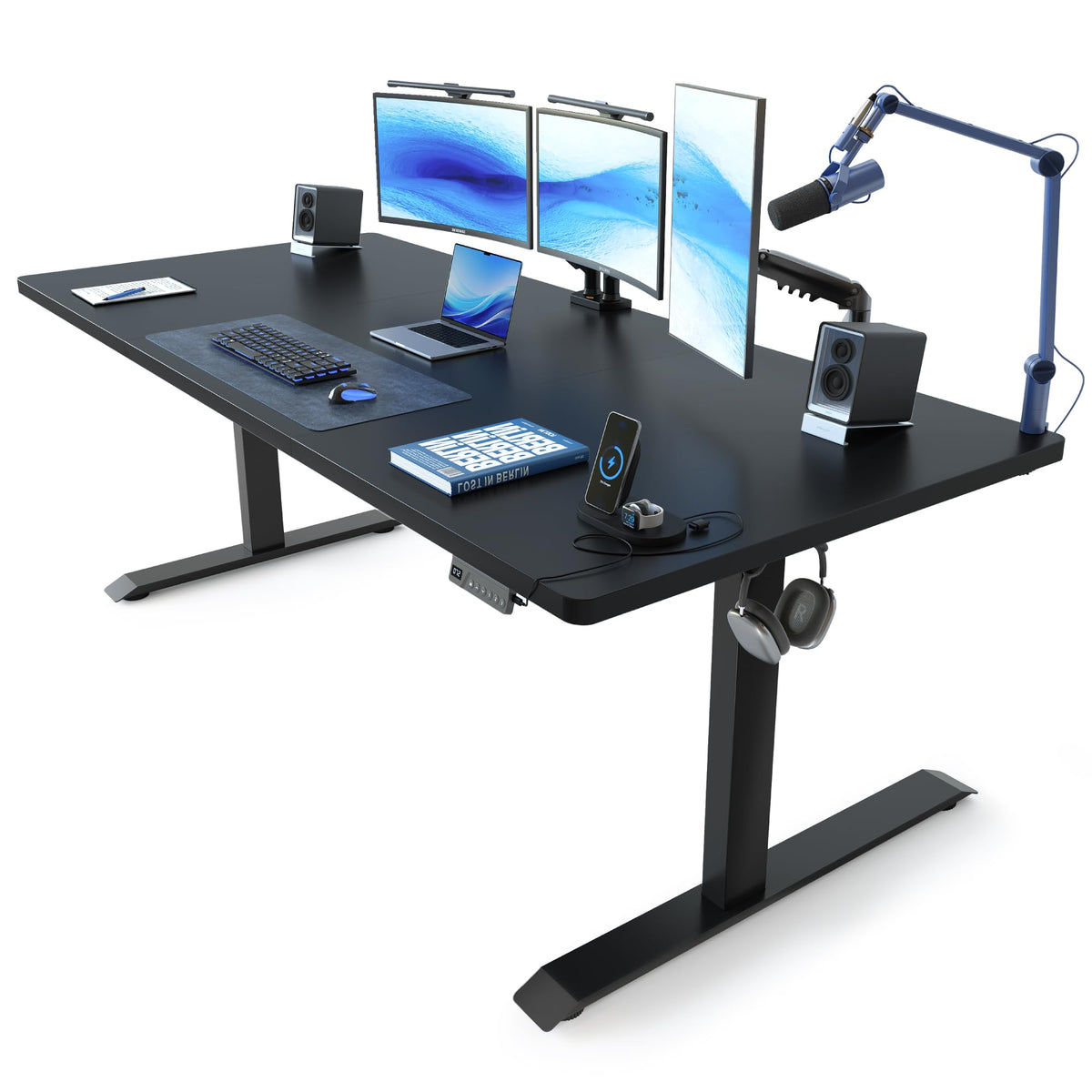 FEZIBO Standing Desk 48 × 24 Inch Electric Height Adjustable, Maple