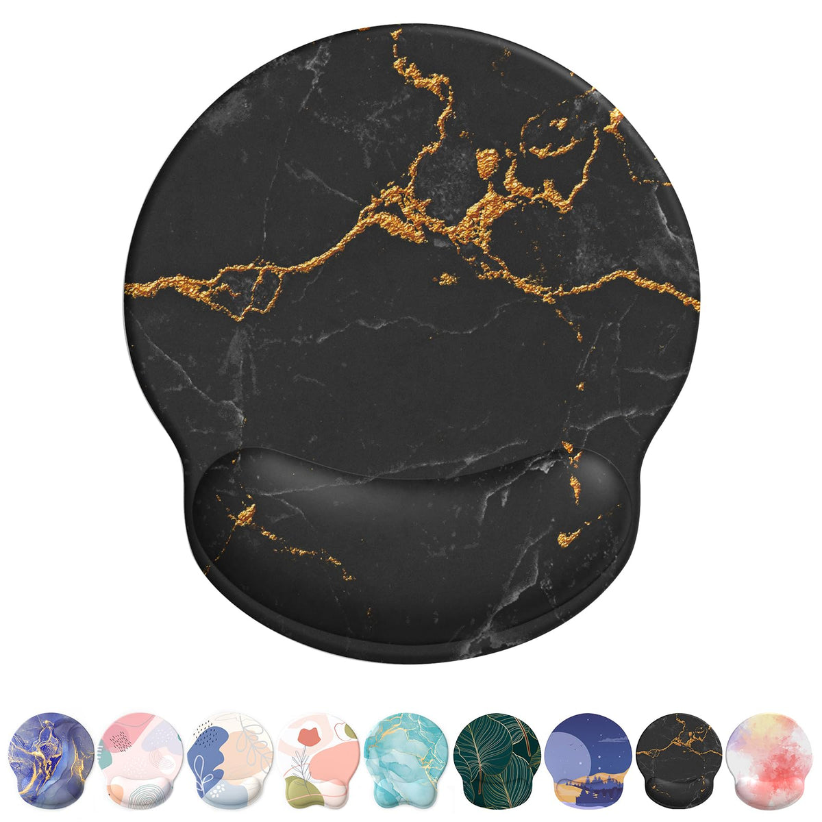 eulps Mouse Pad with Wrist Rest, Comfortable Computer Mousepad with Gel Wrist Support Smooth Surface and Non-Slip PU Base for Pain Relief, Laptop, Office & Home (Cyan Pink Marble)