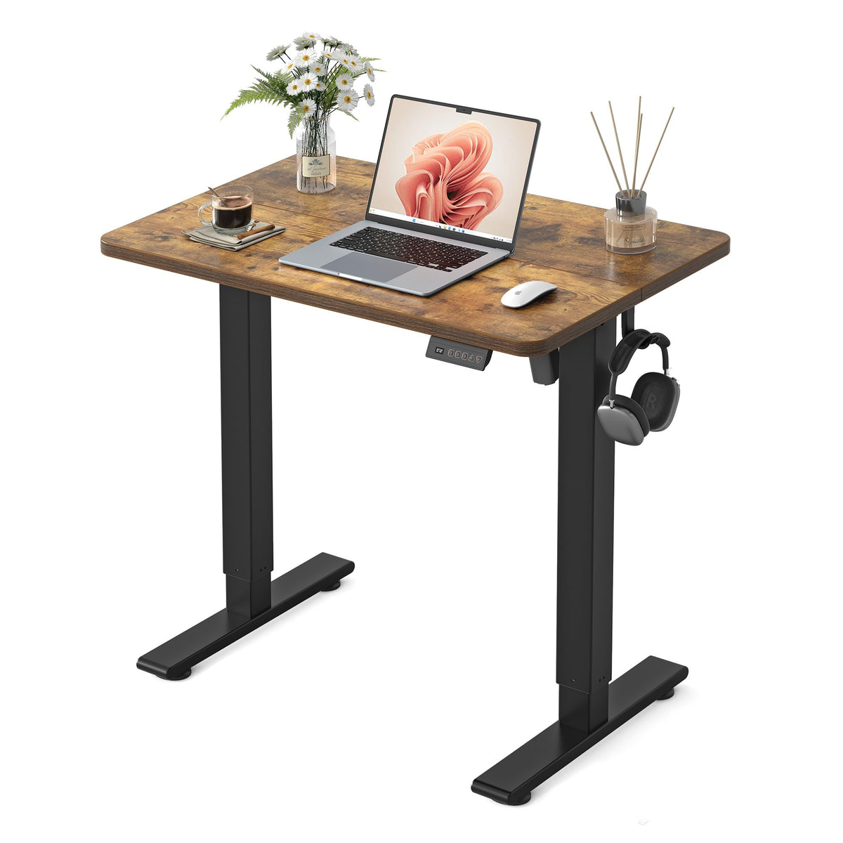 FEZIBO Standing Desk 48 × 24 Inch Electric Height Adjustable, Maple
