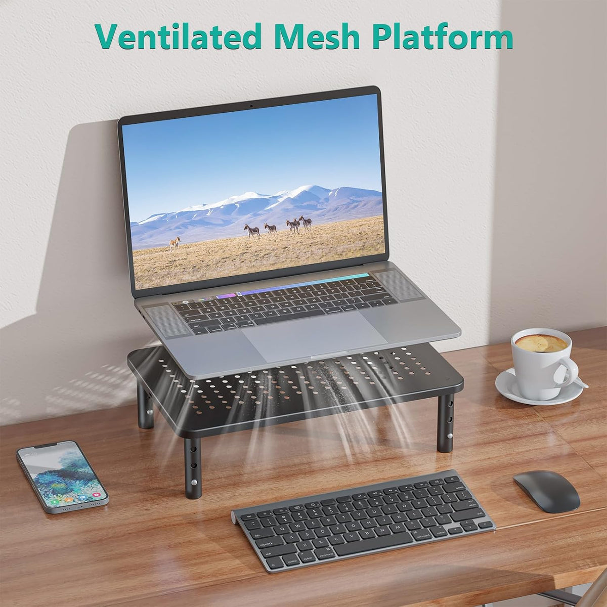 WALI Computer Monitor Stand for Desk, Adjustable Laptop Riser, up to 44 lbs