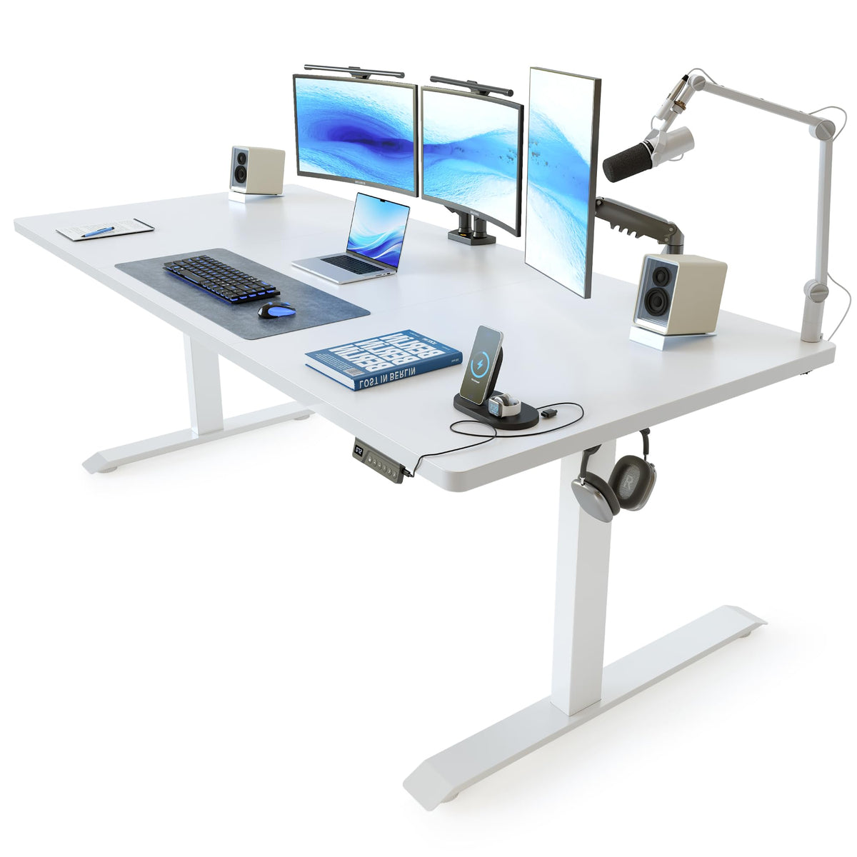 FEZIBO Standing Desk 48 × 24 Inch Electric Height Adjustable, Maple