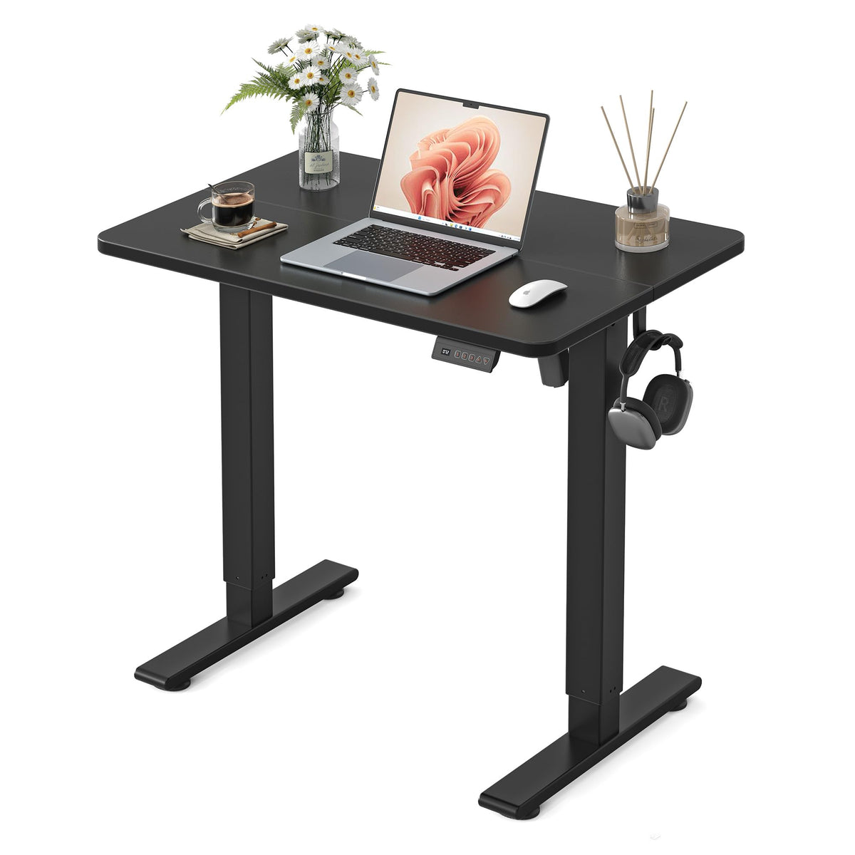 FEZIBO Standing Desk 48 × 24 Inch Electric Height Adjustable, Maple