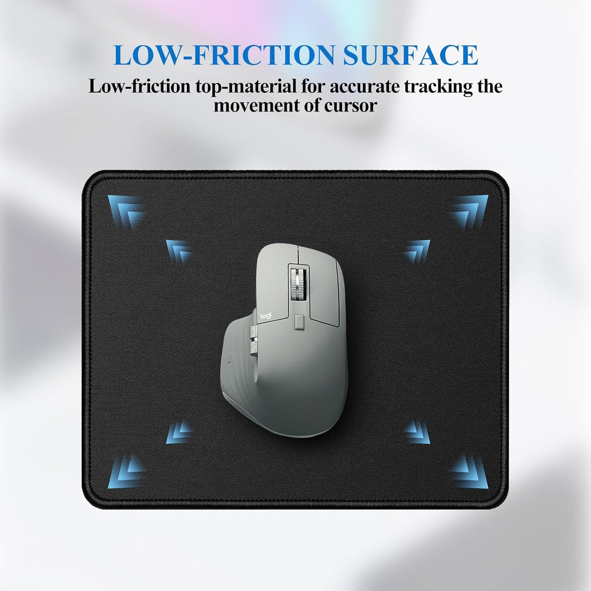 Mouse Pads, 3 PCS, Black Standard Mouse Pads, Office and Gaming,Stitched Edges, Rubber Anti Slip Base Mouse pad, Dirt Resistant, Durable, Square, 10.2 inches x 8.3 inches x 0.12 inches