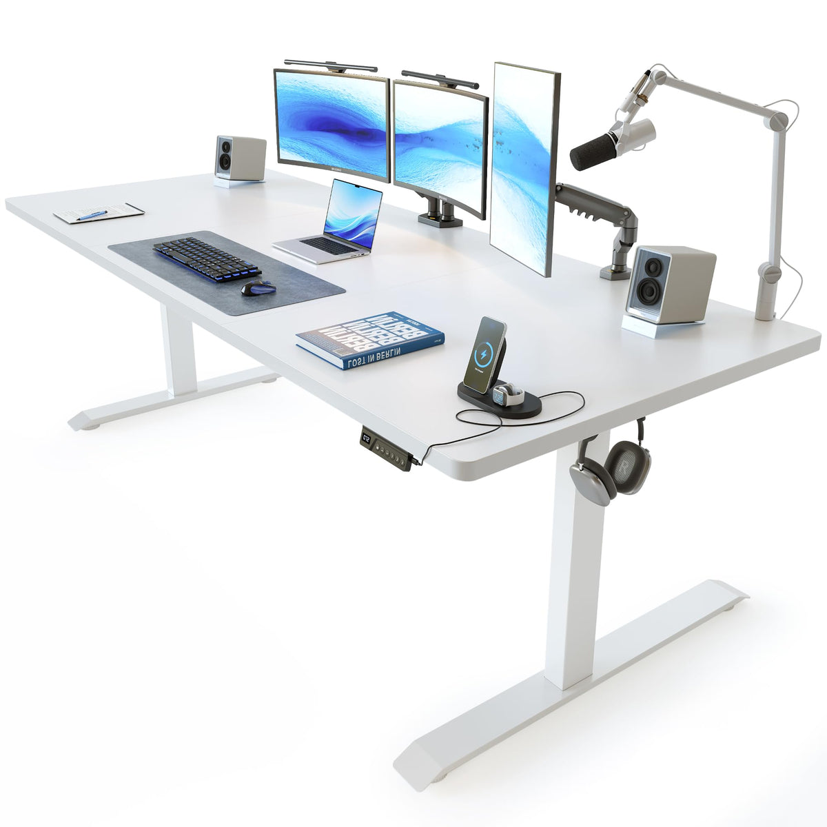 FEZIBO Standing Desk 48 × 24 Inch Electric Height Adjustable, Maple