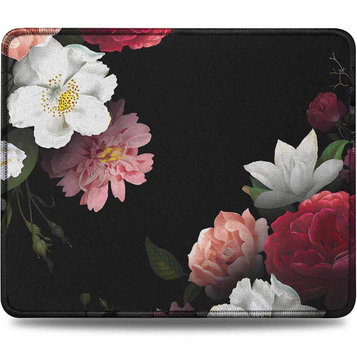 JIKIOU Mouse Pad with Stitched Edge, Perfect Size-10.2x8.3in Black