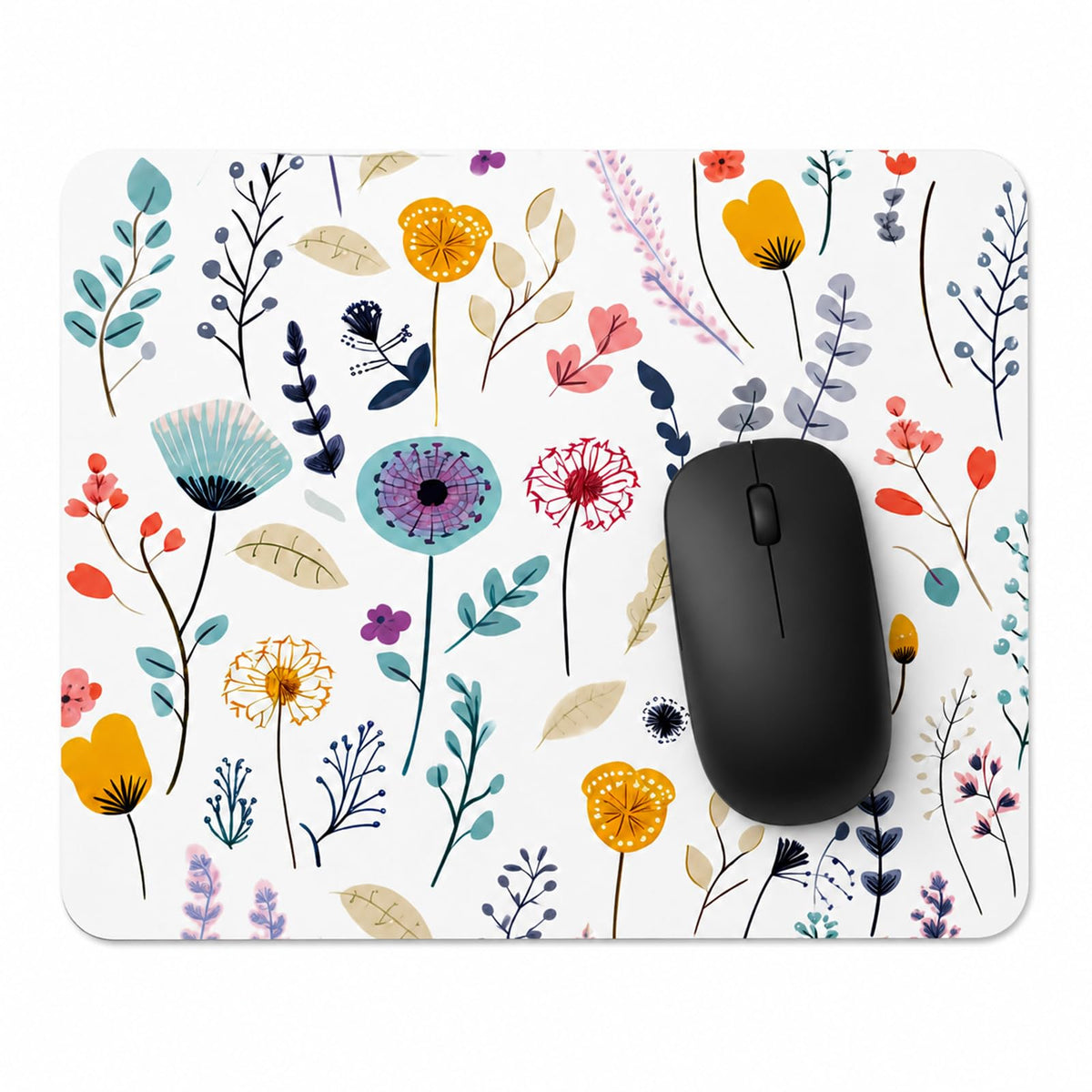 3 Pcs Vintage Flower Mouse pad,7.87×9.45 in Washable Square Desk Pad,Anti-Slip Rubber Base,Cute Floral Laptop Mat for Home Office Use