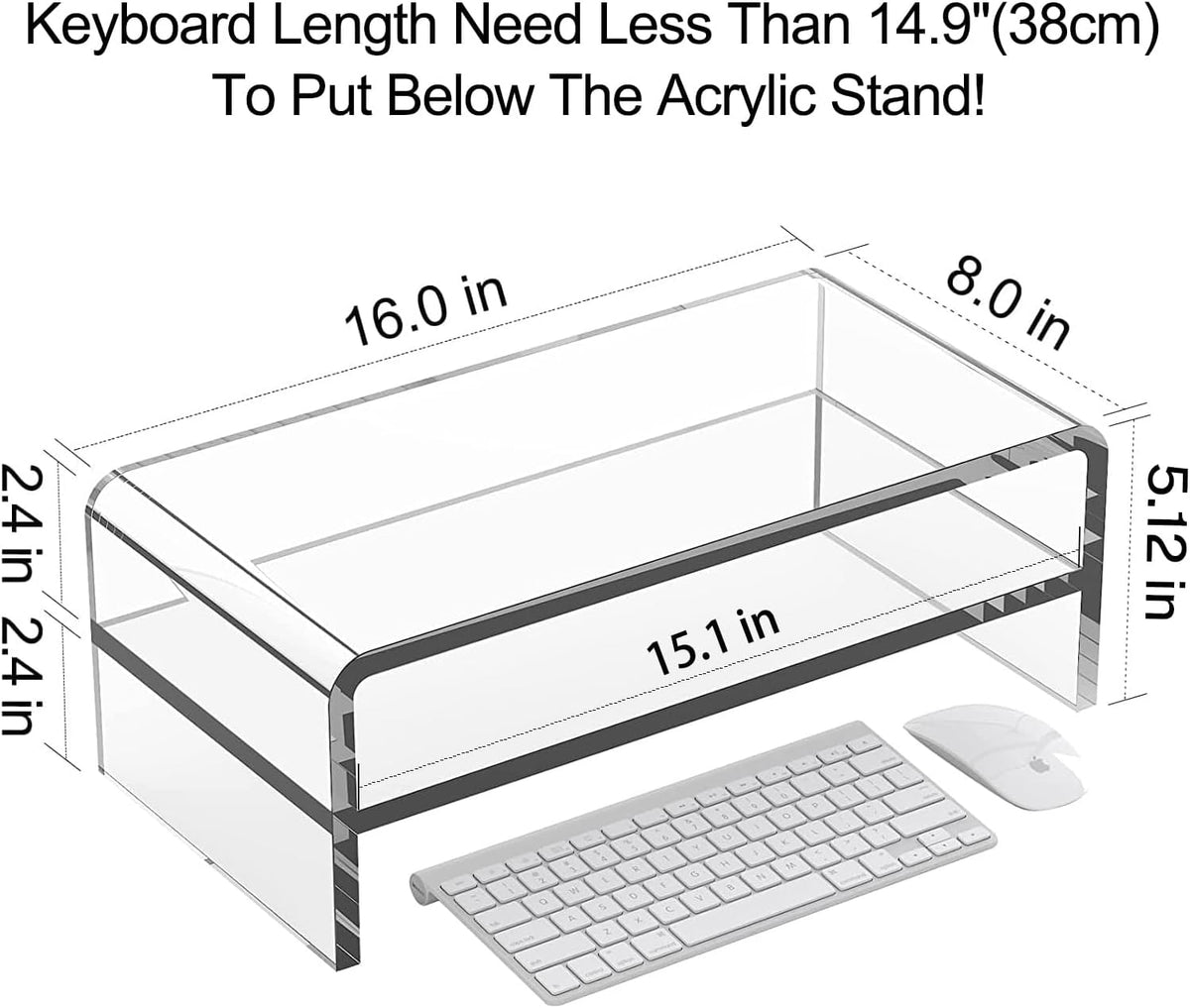Egchi Clear Acrylic Monitor Stand Riser 2 Tier, 5.12 Inches High Clear Computer Desk Organizer Shelf for Multi Media PC Storage Laptop