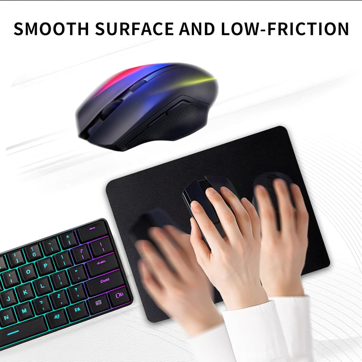 10 Pack Mouse Pad, Ultra-Smooth Gaming Mousepad, Non-Slip Rubber Base, Waterproof Mousepads Bulk Wireless Mouse, Mouse Pad for Desk, Laptop, PC & Office, Small Portable, 9 * 7 in, Black