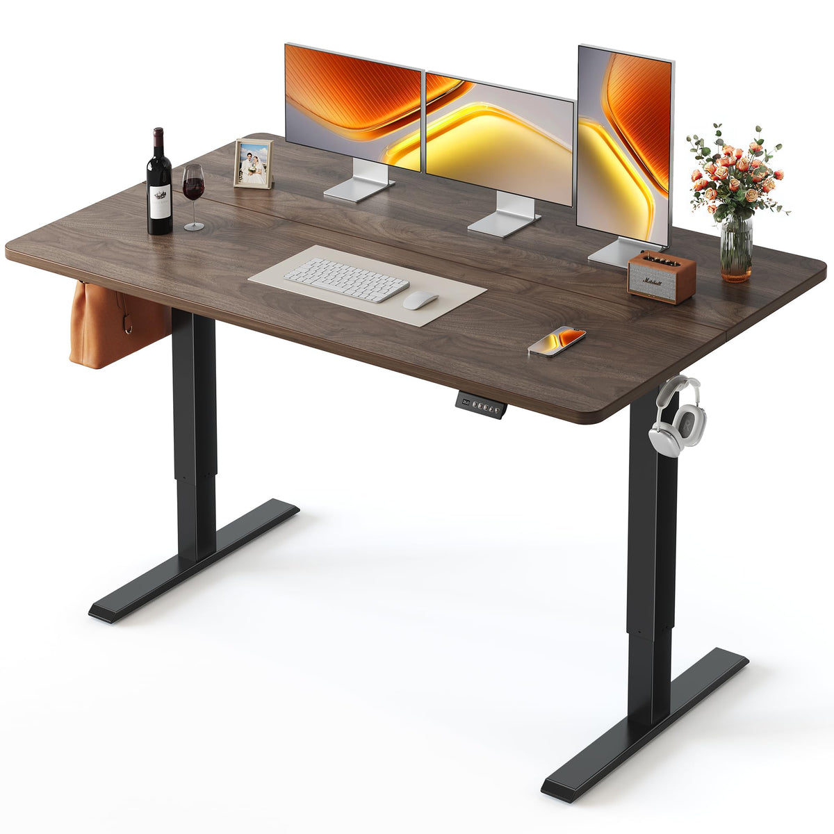 FEZIBO Standing Desk 48 × 24 Inch Electric Height Adjustable, Maple