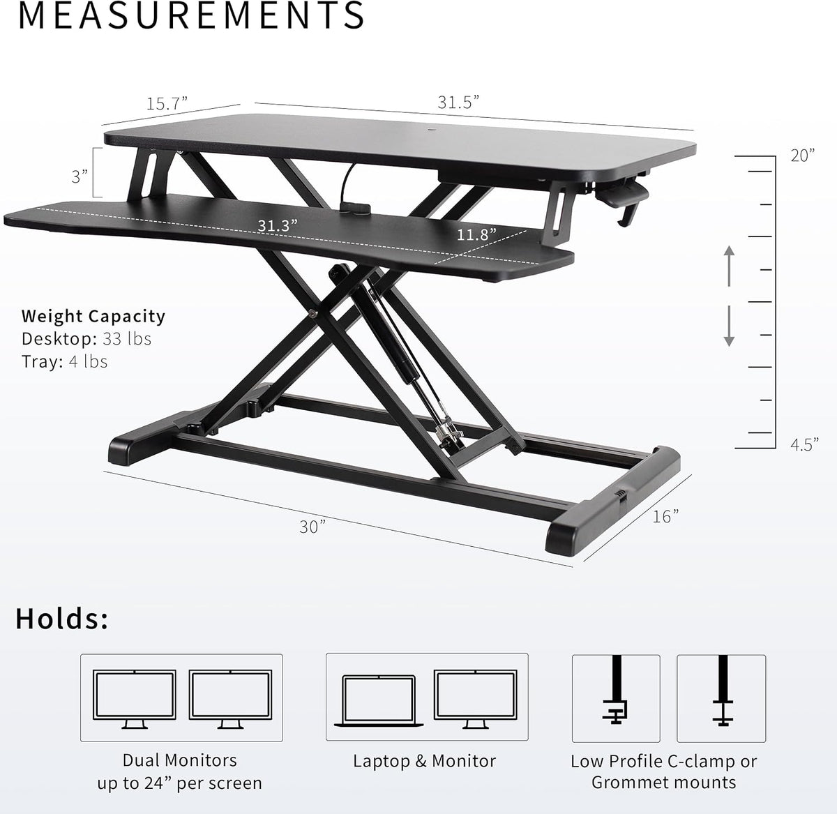 VIVO Black 32 in Standing Desk Converter, DESK-V000K